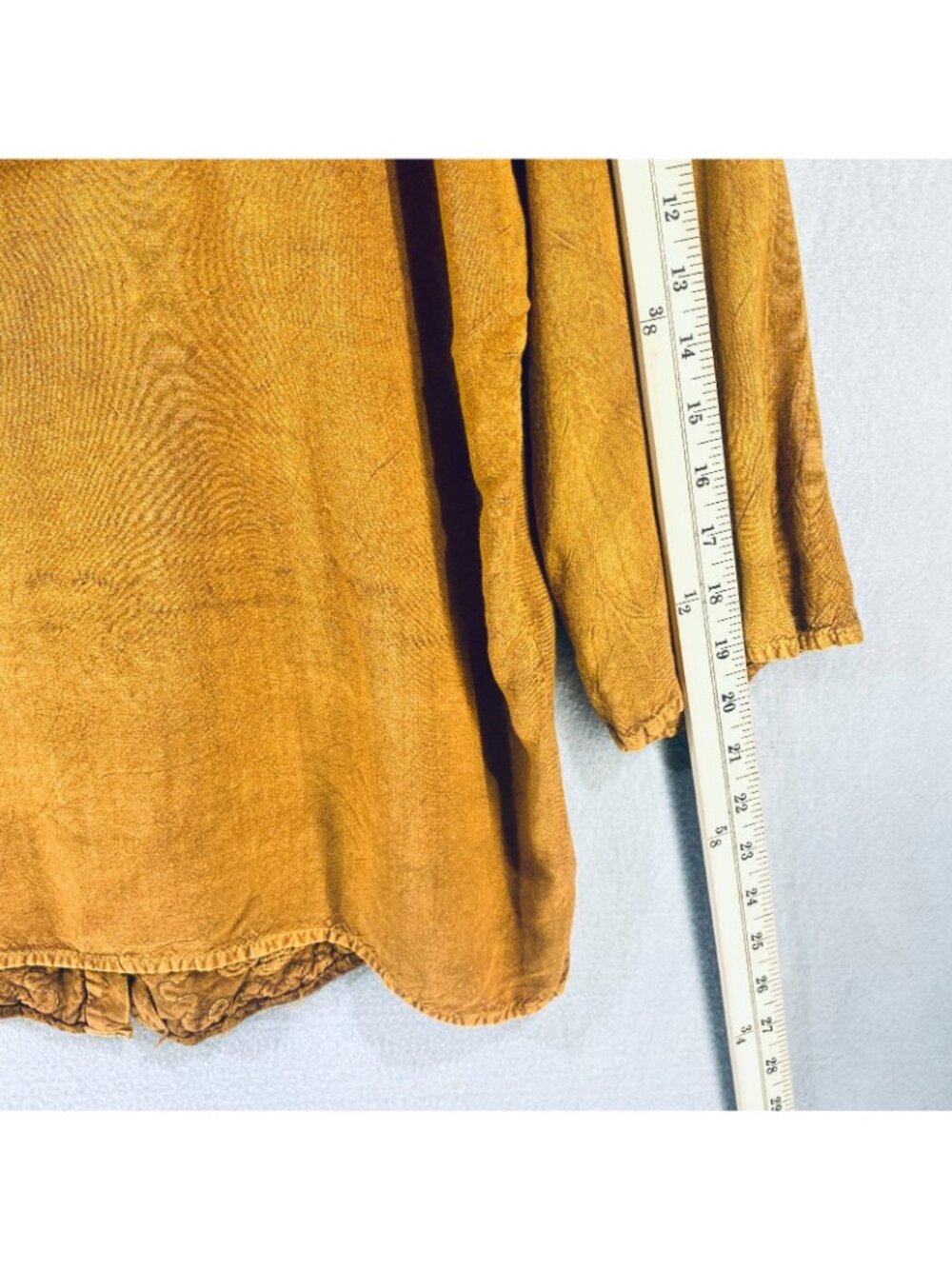 Vintage y2k Top Womens L Orange Floral Embroidered Patchwork Blouse Boho Velvet - Picture 11 of 12